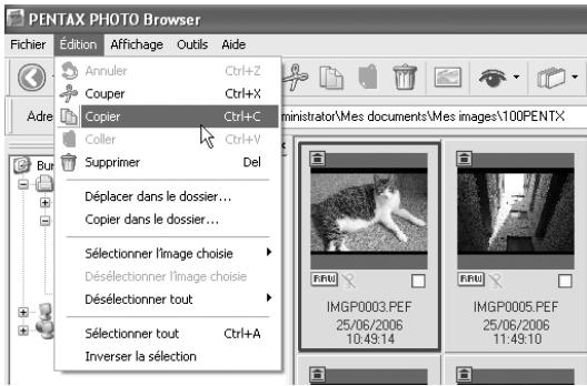 PENTAX K10D - Déplacement/copy de fichiers image - 1