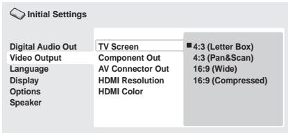 PIONEER DV-610AV-S - Wahlen Sie "TV Screen" im Menu "Video Output". - 1