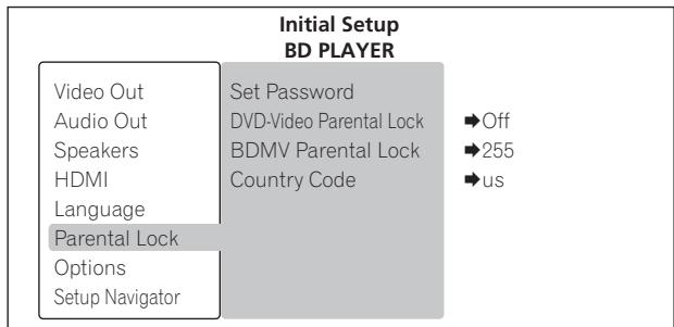 PIONEER BDP-LX08 - Sélectionnez et validez Parental Lock. - 2