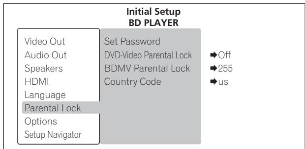 PIONEER BDP-LX08 - Sélectionnez et validez Parental Lock. - 2