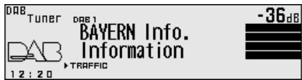 DAB TUNER DAB1 BAYERN Info. Information -36dB 12:20 TRAFFIC