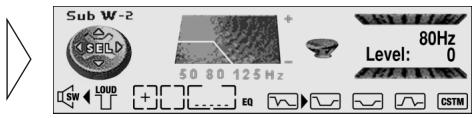 PIONEER DEH-P920R - Réglage de la sortie vers le haut-parleur d'extrêmes graves (Sub W-2) - 1