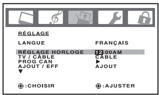 TOSHIBA 20HLV86 - Réglage de l'horloge: (Exemple: On peut régler l'horloge à 8h30 du matin) - 1