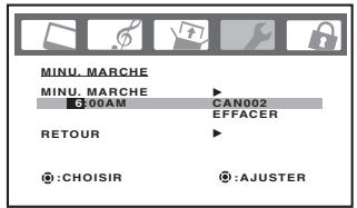 TOSHIBA 20HLV86 - Pour régler l'heure de mise sous tension: (Exemple: Mise sous tension du télévisueur sur la chaîne 012 à 06h30 du matin) - 1