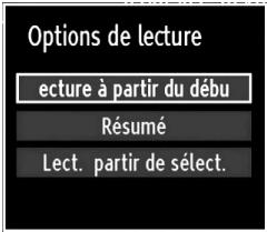 Options de lecture ecture à partir du début Résumé Lect. partir de sélect.