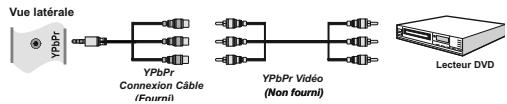 Vue latérale YPbPr YPbPr Connexion Cable (Fourni) YPbPr Vidéo (Non fourni) Lecteur DVD