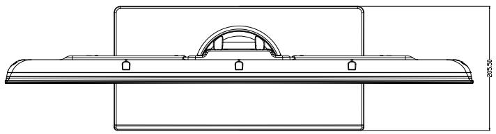 Technical line drawing of a mechanical component with a curved top and rectangular base (no text or symbols)