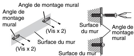 Angle de montage mural Angle de montage mural (Vis x 2) Surface du mur (Vis x 2) Surface du mur Surface du mur Angle de montage mural