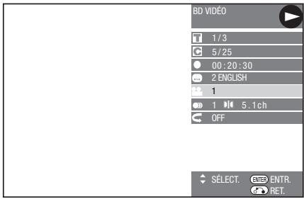 SHARP BD-HP21U - Appuyez sur ▲/▼ pour sélectionner la colonne du numéro d'angle, et appuyez ensuite sur ENTER. - 1