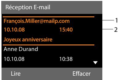 GIGASET DL500A - Ouverture de la liste de réception - 1
