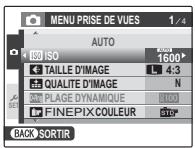 FUJIFILM HS10 - Utilisation du menu de prise de vue - 2