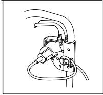 Line drawing of a mechanical clamp or lever assembly (no text or symbols)