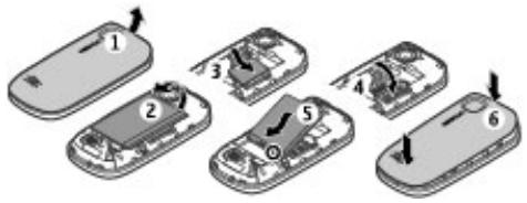 NOKIA 2220 SLIDE - Insérer la carte SIM et la batterie - 1