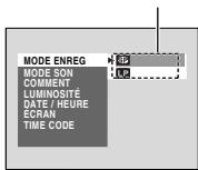 MODE ENREG MODE SON COMMENT LUMINOSITÉ DATE / HEURE ÉCRAN TIME CODE