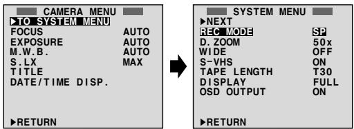 JVC GR-SXM48 - MENU DE RÉGLAGES - 1