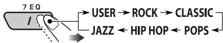 7 EQ I USER → ROCK → CLASSIC JAZZ ← HIP HOP ← POPS