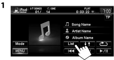 JVC KW-NT3E - Selecting a track/video from menu on the iPod/iPhone - 1