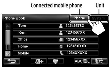 JVC KW-NT3E - To display the phonebook/call lists of the mobile phone or the unit - 1