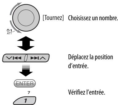 JVC KD-BT1 - Comment entrer un numéro de téléphone - 1