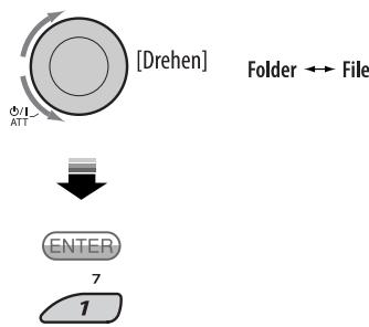 JVC KD-BT1 - Wählen Sie einen Ordner/Track aus der Liste (nur für MP3/WMA/AAC-Datei) - 4