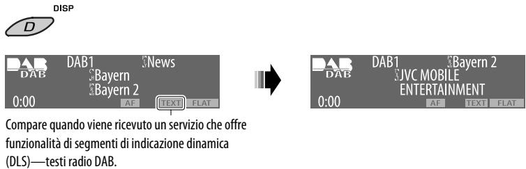 JVC KD-BT1 - Per visualizzare le informazioni dei segmenti di indicazione dinamica (DLS) - 1