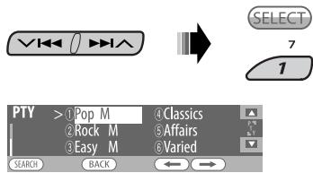 JVC KD-BT1 - Ricerca di programmi RDS FM —Ricerca PTY - 3