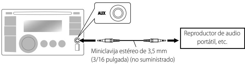 JVC KW-XR610 - Conectando un componente externo al jack de entrada AUX - 1