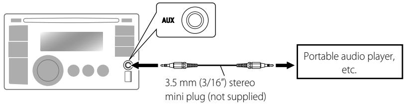 JVC KW-XR610 - Connecting an external component to the AUX input jack - 1