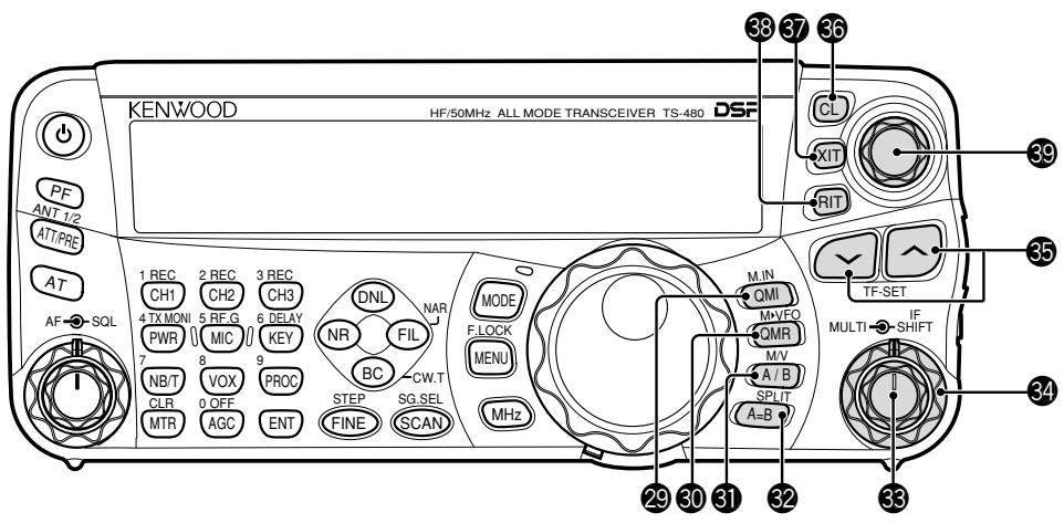 KENWOOD HF/50MHz ALL MODE TRANSCEIVER TS-480 DSF PF ANT 1/2 ATT/PRE AT AF SQL 1 REC CH1 2 REC CH2 3 REC CH3 4 TX MONI 5 RF.G 6 DELAY KEY PWR MIC 7 8 9 NB/T VOX PROC 10 NCW.T CLR 0 OFF STEP SGL SEL MTR AGC ENT FINE SCAN MODE F.LOCK MENU MH2 MIN QMI M+VFO QMR M/V A/B SPLIT A-B TF-SET MULTI IF SHIFT 38 37 36 CL XIT RIT 39 35 34 29 30 31 32 33