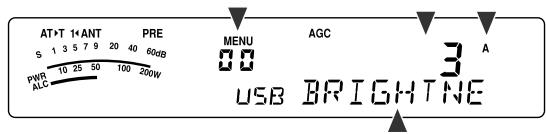 AT+T 14ANT PRE S 1 3 5 7 9 20 40 60dB PWR 10 25 50 100 200W ALC MENU AGC 00 3 A USB BRIGHTNE
