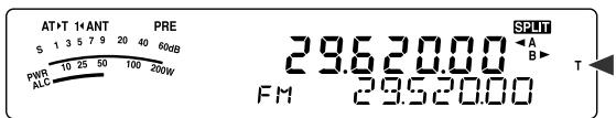 AT+T 1+ANT PRE S 1 3 5 7 9 20 40 60dB PWB 10 25 50 100 200W ALC 29.6 20.00 FM 29.5 20.00 SPLIT A B T