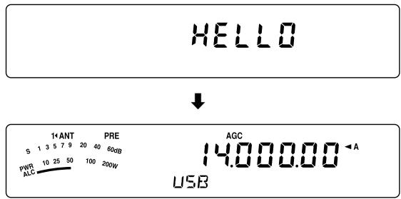 HELLO ↓ 14ANT PRE AGC S 1 3 5 7 9 20 40 60dB PWR 10 25 50 100 200W ALC USB 14.000.00 ←A