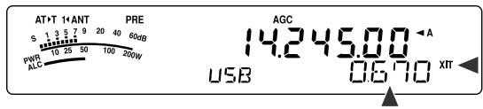 AT+T 1+ANT PRE S 1 3 5 7 9 20 40 60dB PRE PWE 10 25 50 100 200W ALC AGC 14.245.00 ←A USB 0.670 XIT