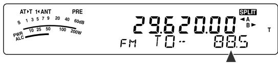 AT+T 1+ANT PRE S 1 3 5 7 9 20 40 60dB PRE 10 25 50 100 200W AUC 29.6 20.0 0 FM TO-- 88.5 SPLIT ←A B→ T