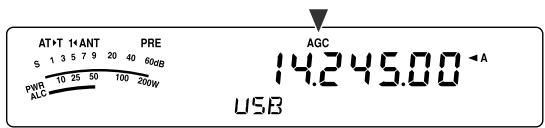 AT+T 1+ANT PRE S 1 3 5 7 9 20 40 60dB PWR 10 25 50 100 250W ALC AGC 14.245.00 ←A USB