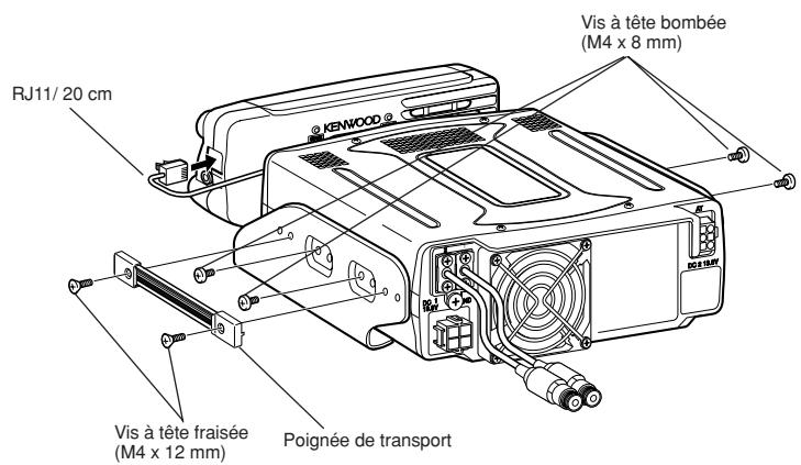 RJ11/ 20 cm Kenwood Vis à tête bombée (M4 x 8 mm) Vis à tête fraisée (M4 x 12 mm) Poignée de transport