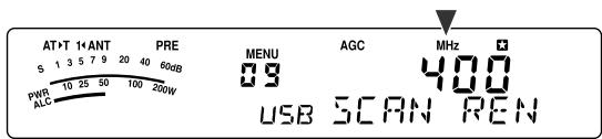 AT+T 1+ANT PRE S 1 3 5 7 9 20 40 60dB PWR 10 25 50 100 200W ALC MENU AGC MHz USB SCAN REN