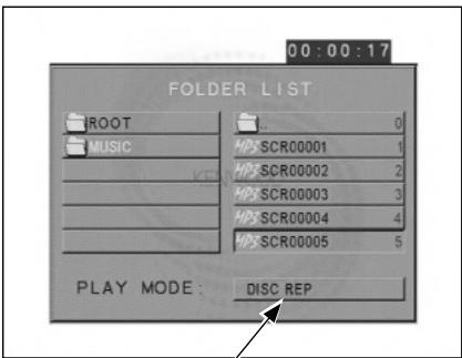 FOLDER LIST ROOT MUSIC HIPS SCR00001 HIPS SCR00002 HIPS SCR00003 HIPS SCR00004 HIPS SCR00005 0 1 2 3 4 5 PLAY MODE: DISC REP
