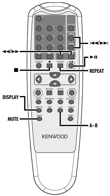 0 1 2 3 RANDOM 4 5 6 7 8 9 I←/→I SEARCH REPEAT I II REPEAT MENU RETURN ENTER SETUP ZOOM TOP MENU PPDD SUB TITLE DISPLAY PBC A-B ANGLE MUTE AUDIO A-B KENWOOD