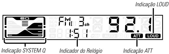 Indicação SYSTEM Q FM 3ch 92.1 4:51 ATT LOUD Indicador do Relógio Indicação ATT