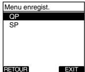 Menu enregist. QP SP RETOUR EXIT