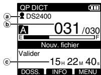 QP DICT DS2400 031 /030 Nouv. fichier Valider 15 H 22 M 40 s DOSS. INFO MENU