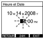 Heure et Date 10 M 14 D 2008 Y 5:00 PM RETOUR 24H EXIT