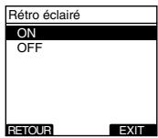 Rétro éclairé ON OFF RETOUR EXIT