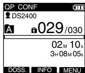QP CONF DS2400 A 029/030 02 M 10 s 3 H 08 M 05 s DOSS. INFO MENU