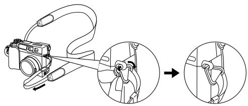 OLYMPUS C-2020 ZOOM - Attaching the strap - 1