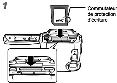 OLYMPUS Μ TOUGH-3000 - Insertion de la carte mémoire SD/SDHC (vendue séparément) - 1