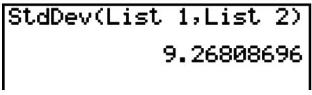 CASIO FX-9750GII - Exemple Pour sauvegarder les données x dans la Liste 1, les valeurs de l'effectif dans la Liste 2, et déterminer l'écart-type ainsi que la variance - 1