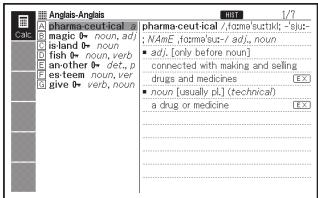 CASIO EW-F4000C,  EW-F4000E - Pour effectuer une recherche dans l'histoire d'un dictionnaire précis - 1