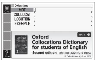 CASIO EW-F4000C,  EW-F4000E - Recherche d'associations habituelles de mots (Recherche Collocations) - 1